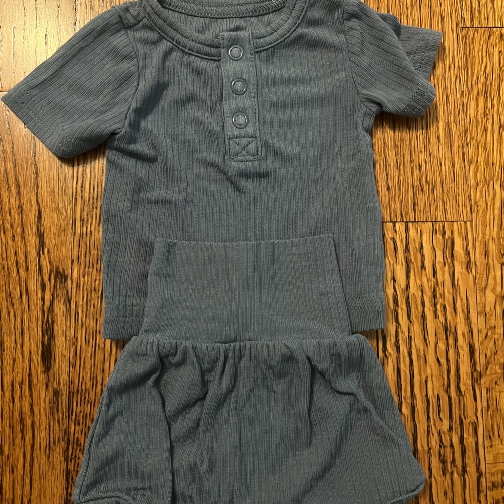 Ribbed Blue Baby Outfit